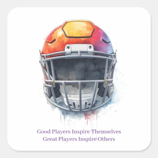 Inspirational Motivational Football Helmet  スクエアシール (正面)