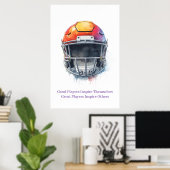 Inspirational Motivational Football Helmet  ポスター (ホームオフィス)