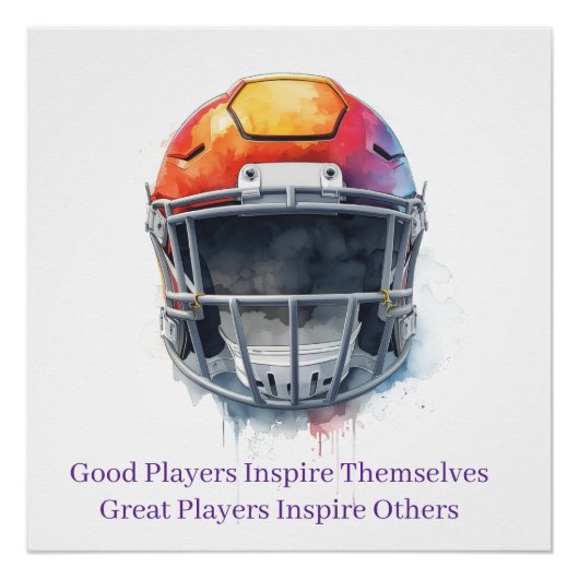 Inspirational Motivational Football Helmet  ポスター (正面)