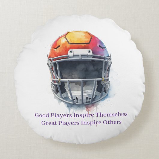 Inspirational Motivational Football Helmet  ラウンドクッション (正面)