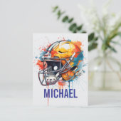 Inspirational Motivational Football Helmet Name シーズンポストカード (スタンド正面)
