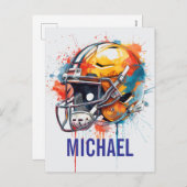 Inspirational Motivational Football Helmet Name シーズンポストカード (正面/裏面)