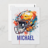Inspirational Motivational Football Helmet Name ポストカード (正面/裏面)