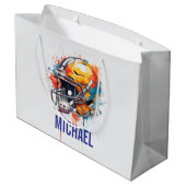 Inspirational Motivational Football Helmet Name ラージペーパーバッグ (裏面アングル)