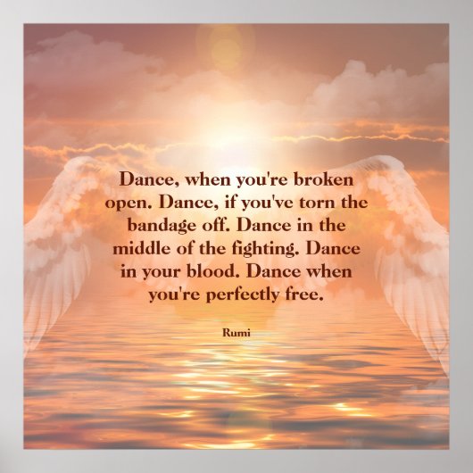 Inspirational Motivational Rumi Quote Angel Wings ポスター (正面)