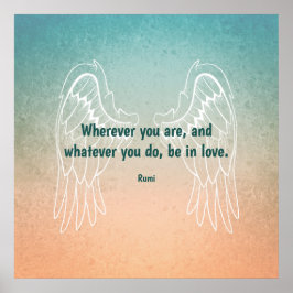 Inspirational Motivational Rumi Quote Angel Wings ポスター