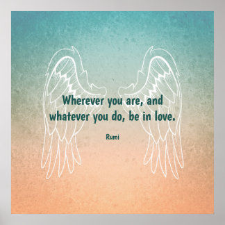 Inspirational Motivational Rumi Quote Angel Wings ポスター