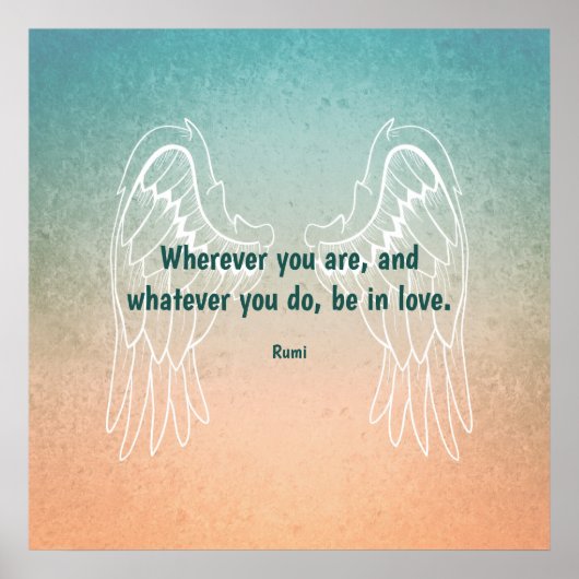 Inspirational Motivational Rumi Quote Angel Wings ポスター (正面)