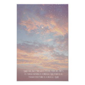 Inspirational Motivational Rumi Quote Stars Clouds フォトプリント