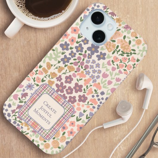 Inspirational Patchwork Floral & Plaid Phone Case Case-Mate iPhoneケース