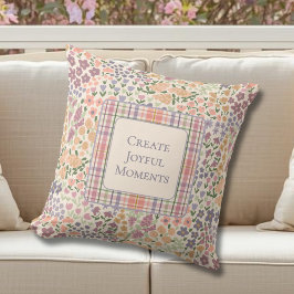 Inspirational Patchwork Floral & Plaid Pillow クッション