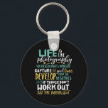 Inspirational Photography Life Quote Photographer キーホルダー<br><div class="desc">Life is like photography. Focus on what's important and capture the good times. Inspirational and motivational quote design for photographers. Cool vintage retro typography merchandise for those who love taking photos, member of photography club. Perfect for amateur or professional photographers who carry cameras and lenses everywhere. Great Christmas gift and...</div>