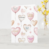 Inspirational Pink Cream Hearts カード (黄色い花)