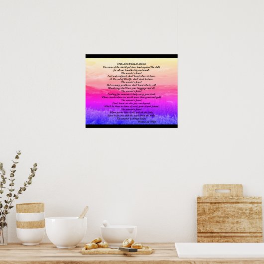 Inspirational Poem Art, "The Answer is Jesus" ポスター (キッチン)