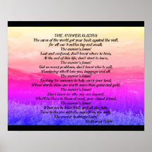 Inspirational Poem Art, "The Answer is Jesus"