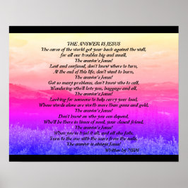 Inspirational Poem Art, "The Answer is Jesus" ポスター