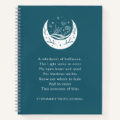 Inspirational Poem Floral Moon Teal Truth Journal ノートブック (正面)