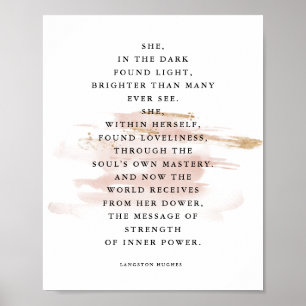 Inspirational Poem She In The Dark ラングストン・ヒューズ ポスター