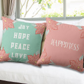 Inspirational Poinsettia Joy Hope Peace Love クッション