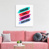 Inspirational Quote Art–Dream Fail Repeat Success キャンバスプリント (インサイチュ (リビング))