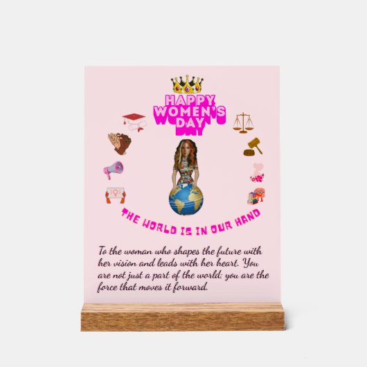Inspirational Quote happy women's day アクリルサイン (正面)