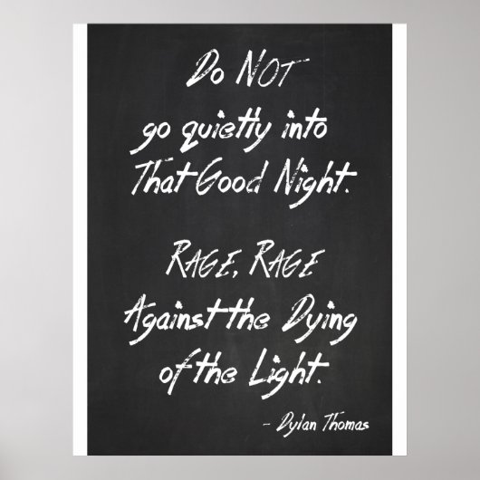 Inspirational Quote Poster - Dylan Thomas - Rage ポスター (正面)