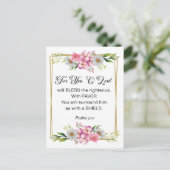 Inspirational Quote, Psalm 5:12 Floral Bible Verse ポストカード (スタンド正面)