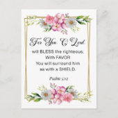 Inspirational Quote, Psalm 5:12 Floral Bible Verse ポストカード (正面)