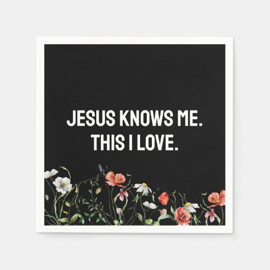 Inspirational Quote With Wildflowers スタンダードカクテルナプキン (正面)