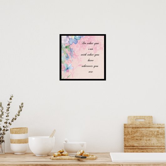 Inspirational Quote with Wildflowers Typography ポスター (キッチン)