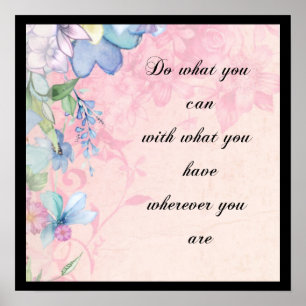 Inspirational Quote with Wildflowers Typography ポスター