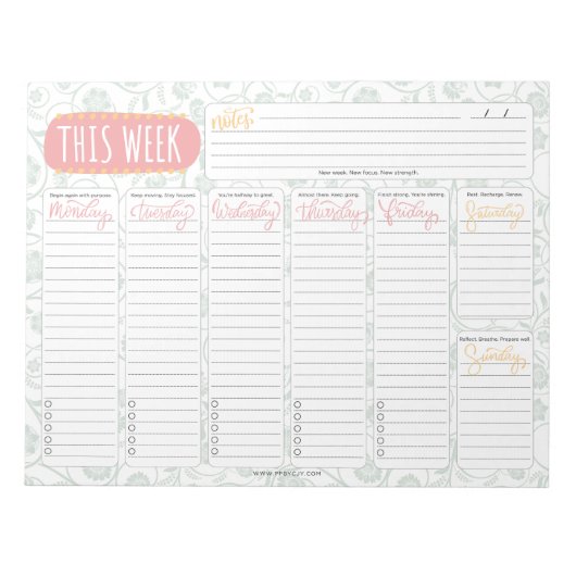 Inspirational Quotes “This Week” Weekly Planner ノートパッド (正面)