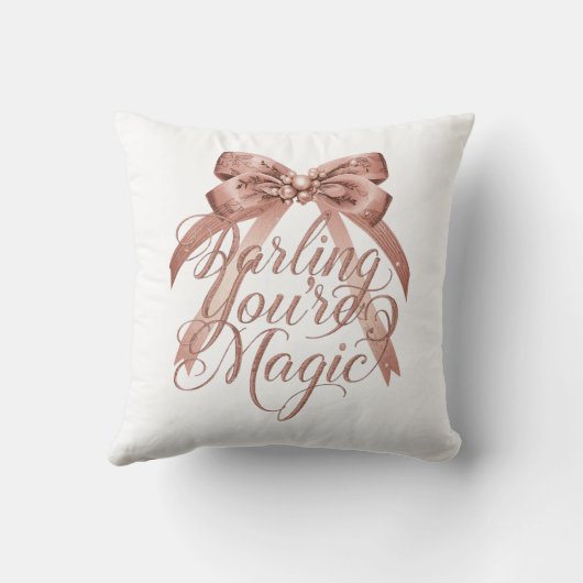 Inspirational Rose Gold Script with Bow クッション (裏面)