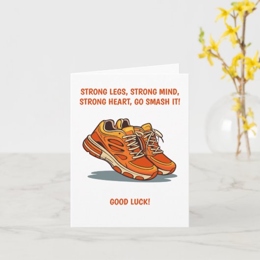 Inspirational Running Greeting Card with Sneakers カード (黄色い花)