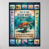 Inspirational Sea Turtle Ocean Poster “Life Is Lik ポスター (正面)