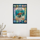 Inspirational Sea Turtle Ocean Poster “Life Is Lik ポスター (キッチン)
