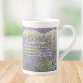 Inspirational Serenity Prayer Lavender Garden ボーンチャイナマグカップ