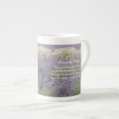 Inspirational Serenity Prayer Lavender Garden ボーンチャイナマグカップ (正面右)