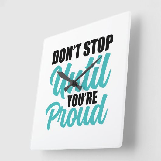 Inspirational Success and Hustle Typography スクエア壁時計 (傾斜)