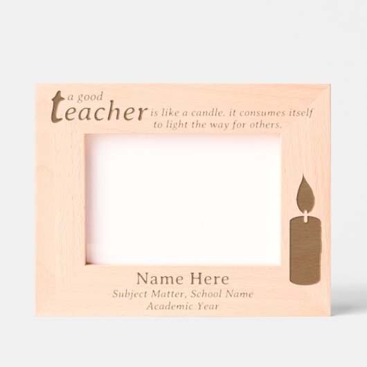 Inspirational Teacher Candle and Custom Name, Text レーザー彫刻フレーム (正面)