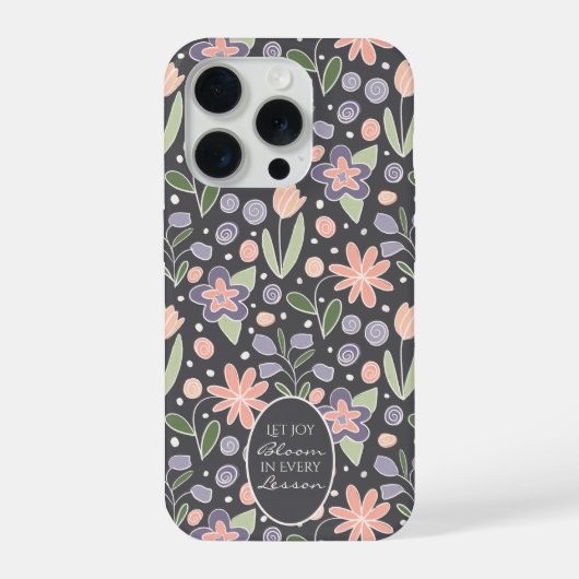 Inspirational Teacher Floral Design Phone Case iPhoneケース (裏面)