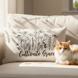Inspirational Throw Pillow - Cultivate Grace Flora ランバークッション