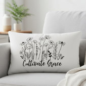 Inspirational Throw Pillow - Cultivate Grace Flora ランバークッション
