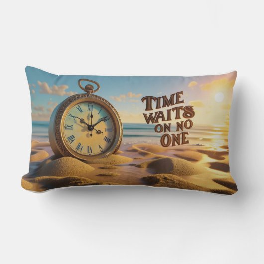 Inspirational Throw Pillow- Time waits on no one ランバークッション (正面)
