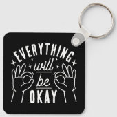 Inspirational Typography Quote Black and White キーホルダー (裏面)