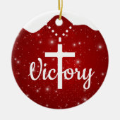 Inspirational Victory Cross Christian Decor  ⛪️ 🎄 セラミックオーナメント (正面)