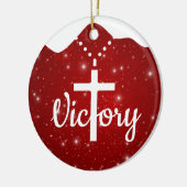 Inspirational Victory Cross Christian Decor  ⛪️ 🎄 セラミックオーナメント (左)
