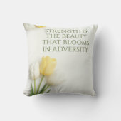 Inspirational White and Yellow Tulip Throw Pillow クッション (正面)