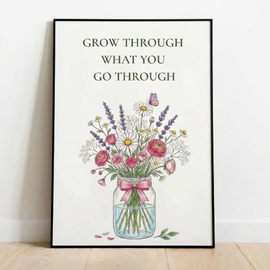 Inspirational Wildflower Mason Jar Poster ポスター