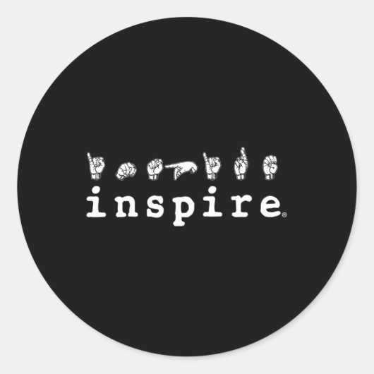 Inspire Brand Asl American Sign Language Deaf Awar ラウンドシール (正面)